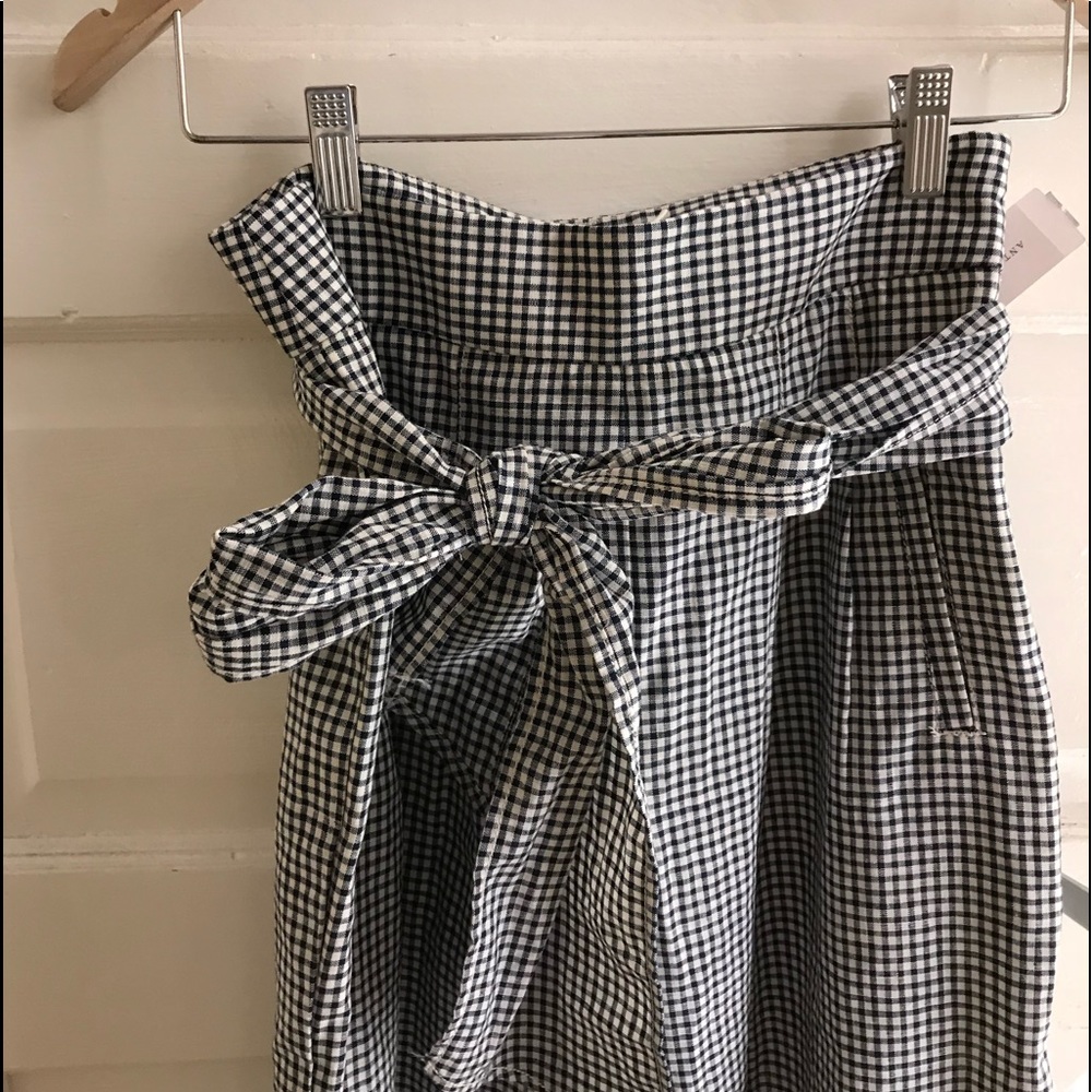 Anthropologie Gingham Pants with Bow Tie